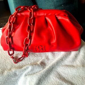 Bagley Misha NEW clutch with chain in brick red.
